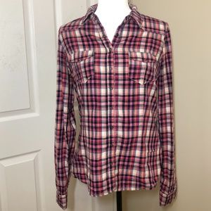 Garage button-up Plaid shirt stretch&fit M EUC tri